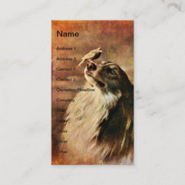 Tarjeta De Visita Collie y pájaro vintage