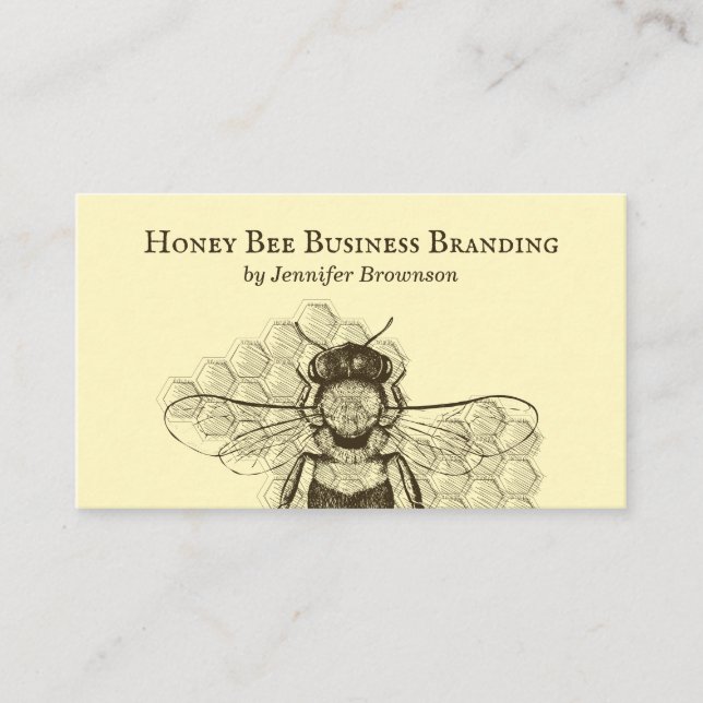Tarjeta De Visita Colmena de abeja amarilla simple apiario retro (Anverso)