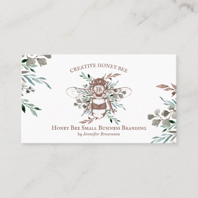 Tarjeta De Visita Colmena de abeja creativa floral rústico (Anverso)