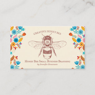 Tarjeta De Visita Colmena de abejas apiario Flores dibujadas a mano