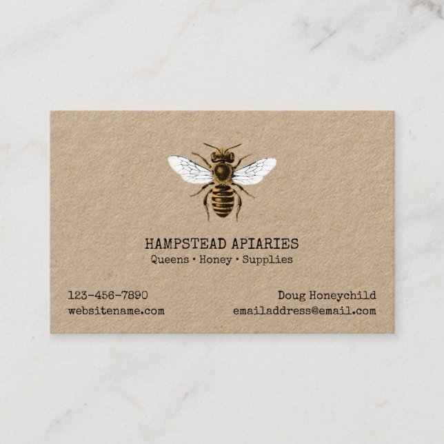 Tarjeta De Visita Colmenar rústico de la abeja (Anverso)