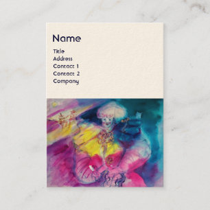 Tarjeta De Visita COLOCA CON MONOGRAMA DE OWL Y VIOLÍN, azul rosado