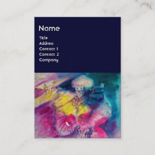 Tarjeta De Visita COLOCA CON MONOGRAMA DE OWL Y VIOLÍN, azul rosado