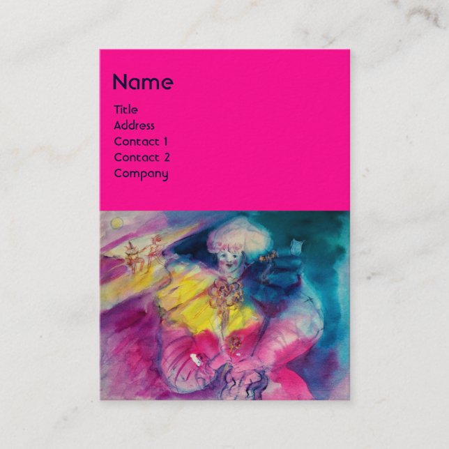 Tarjeta De Visita COLOCA CON MONOGRAMA DE OWL Y VIOLÍN, azul rosado (Anverso)