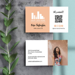 Tarjeta De Visita Coloca tu logotipo Código QR Foto de medios social