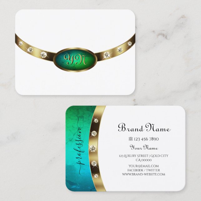 Tarjeta De Visita Colocación de ojos Oro Blanco Verde azulado Gradie (Anverso / Reverso)