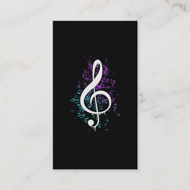 Tarjeta De Visita Coloful Treble Clef Musical Notes Art (Anverso)