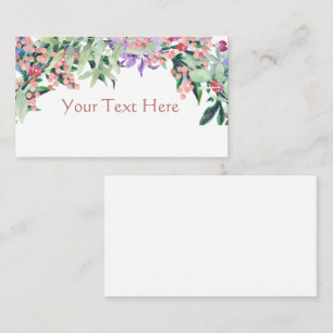 Tarjeta De Visita Color acuático rosa floral y verde oliva