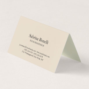Tarjeta De Visita Color Almendra Moderno Único Elegante Plano Simple