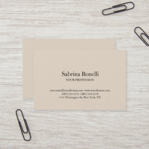 Tarjeta De Visita Color Almendra Moderno Único Elegante Plano Simple