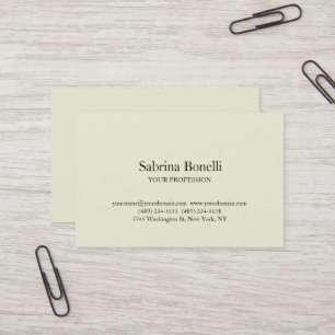 Tarjeta De Visita Color beige moderno único elegante simple llano