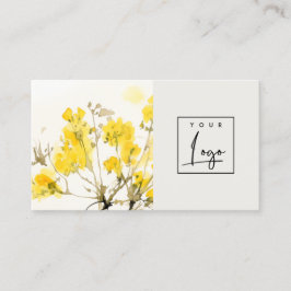 Tarjeta De Visita Color de agua amarillo Flor silvestre Boho Logo Fl