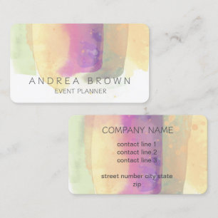 Tarjeta De Visita color de agua arte pastel colores de doble cara pe