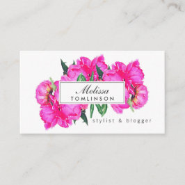 Tarjeta De Visita Color de agua brillante Peonies rosados Estilistas