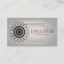 Tarjeta De Visita Color de agua Damask Swirl Vintage Gris
