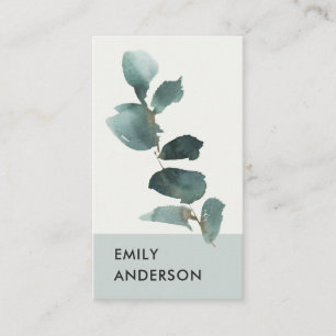 TARJETA DE VISITA COLOR DE AGUA DE LA SUCURSAL GRIS VERDE EUCALÍPTU