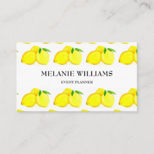 Tarjeta De Visita Color de agua del patrón de fruta amarilla de lemo