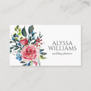 Tarjeta De Visita Color de agua Peony Boho elegante moderno