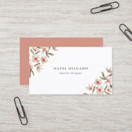 Tarjeta De Visita Color de agua rosado floral