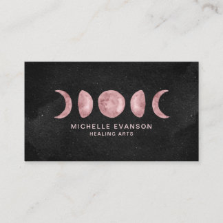 Tarjeta De Visita Color de agua rosado Moon Phases Energy Healthy