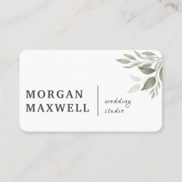 Tarjeta De Visita Color de agua verde deja blanco Boda