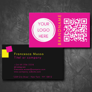 Tarjeta De Visita Color de contraste vibrante, logotipo y código QR 