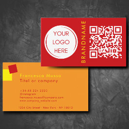 Tarjeta De Visita Color de contraste vibrante, logotipo y código QR 