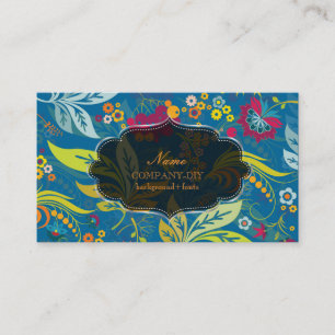 Tarjeta De Visita Color de fondo de la flora retro de PixDezines/DIY