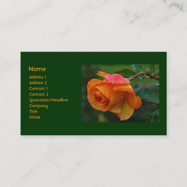 Tarjeta de visita color de rosa anaranjada (Anverso)