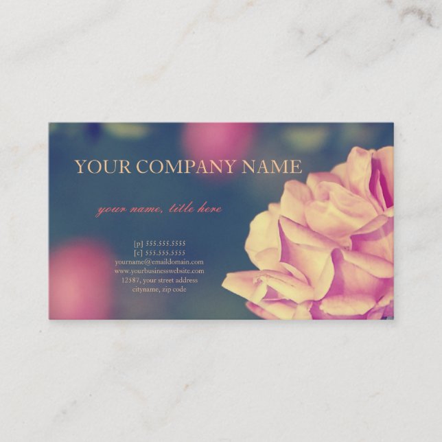 Tarjeta De Visita Color de rosa artístico (Anverso)