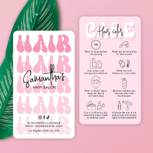 Tarjeta De Visita Color del pelo de moda Aftercare Hairstylista Rosa