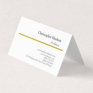 Tarjeta De Visita Color dorado blanco Minimalista simple llanura