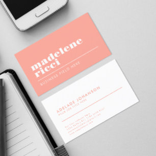 Tarjeta De Visita Color Femenino Nombre de Empresa Minimalista en