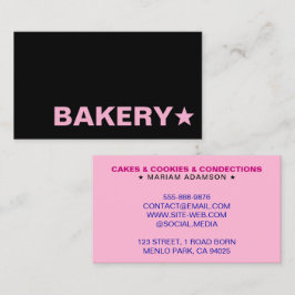 Tarjeta De Visita Color negro y rosa modernos | Panadería personaliz