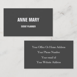 Tarjeta De Visita Color Personalizado Gris Blanco Gris Clásico Boda