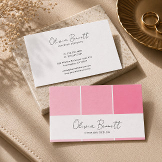 Tarjeta De Visita Color Rosa Editable, Diseñador de Interiores Moder
