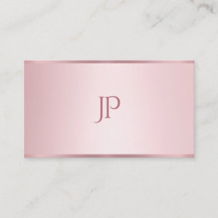 Tarjeta De Visita Color Rosa Gold Moderno Minimalista monogramado