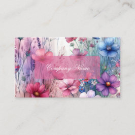 Tarjeta De Visita Color rosa, púrpura y azul de las flores silvestre