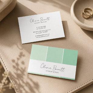 Tarjeta De Visita Color Verde Editable, Diseñador de Interiores Mode