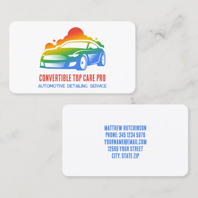 Tarjeta De Visita Colorante de detalle automático (Anverso / Reverso)