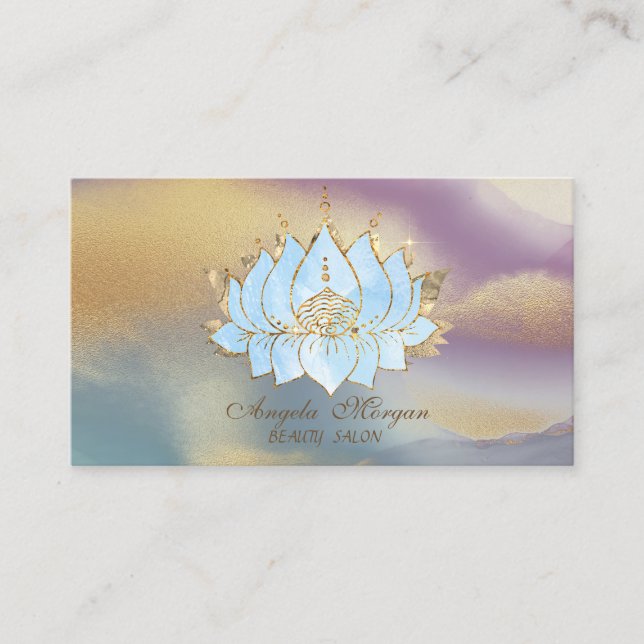 Tarjeta De Visita Colorante Profesional Gold Blue Lotus (Anverso)