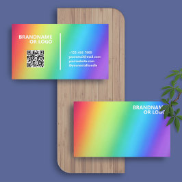 Tarjeta De Visita Colores arcoiris | Código QR moderno de clase LGBT