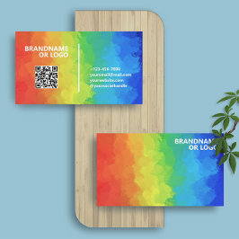 Tarjeta De Visita Colores arcoiris | Código QR profesional moderno L