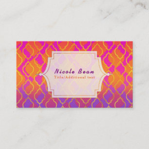 Tarjeta De Visita Colores Brillantes Tema Árabe Marroquí Glam Indio