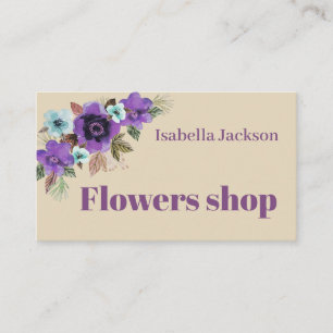 Tarjeta De Visita Colores de agua hermosas flores romántica eleganci