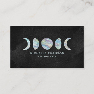 Tarjeta De Visita Colores de agua Pastel Fases de la Luna Zen Espira