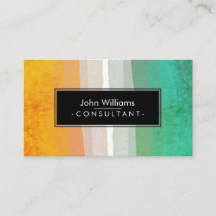 Tarjeta De Visita Colores de agua verde azulados Arte moderno de pla