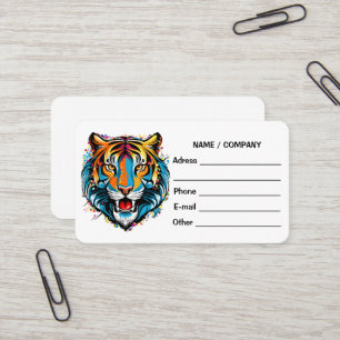 Tarjeta De Visita Colores de arcoíris de cabeza de tigre pintan manc