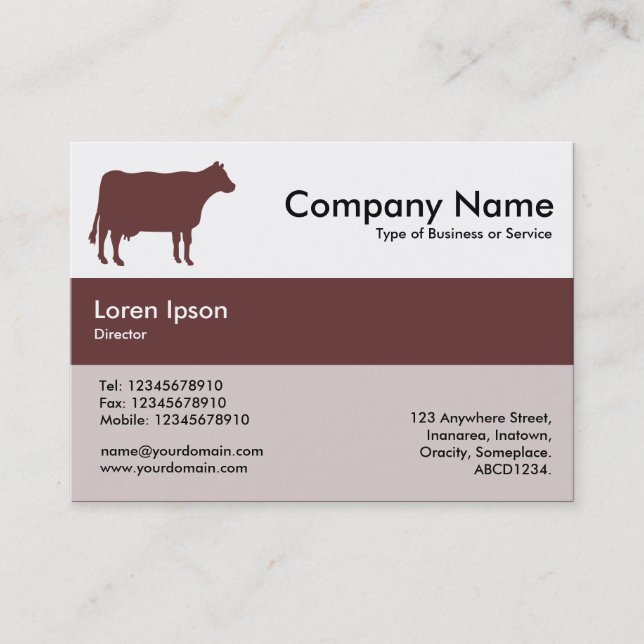 Tarjeta De Visita Colores de banda central - Marrón - Vaca (Anverso)