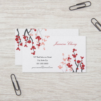 Tarjeta De Visita Colores de cerezo Sakura Rojo Florencia Oriental Z